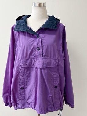Columbia Vintage Purple Hooded Anorak Pullover Windbreaker Jacket Women’s Large
